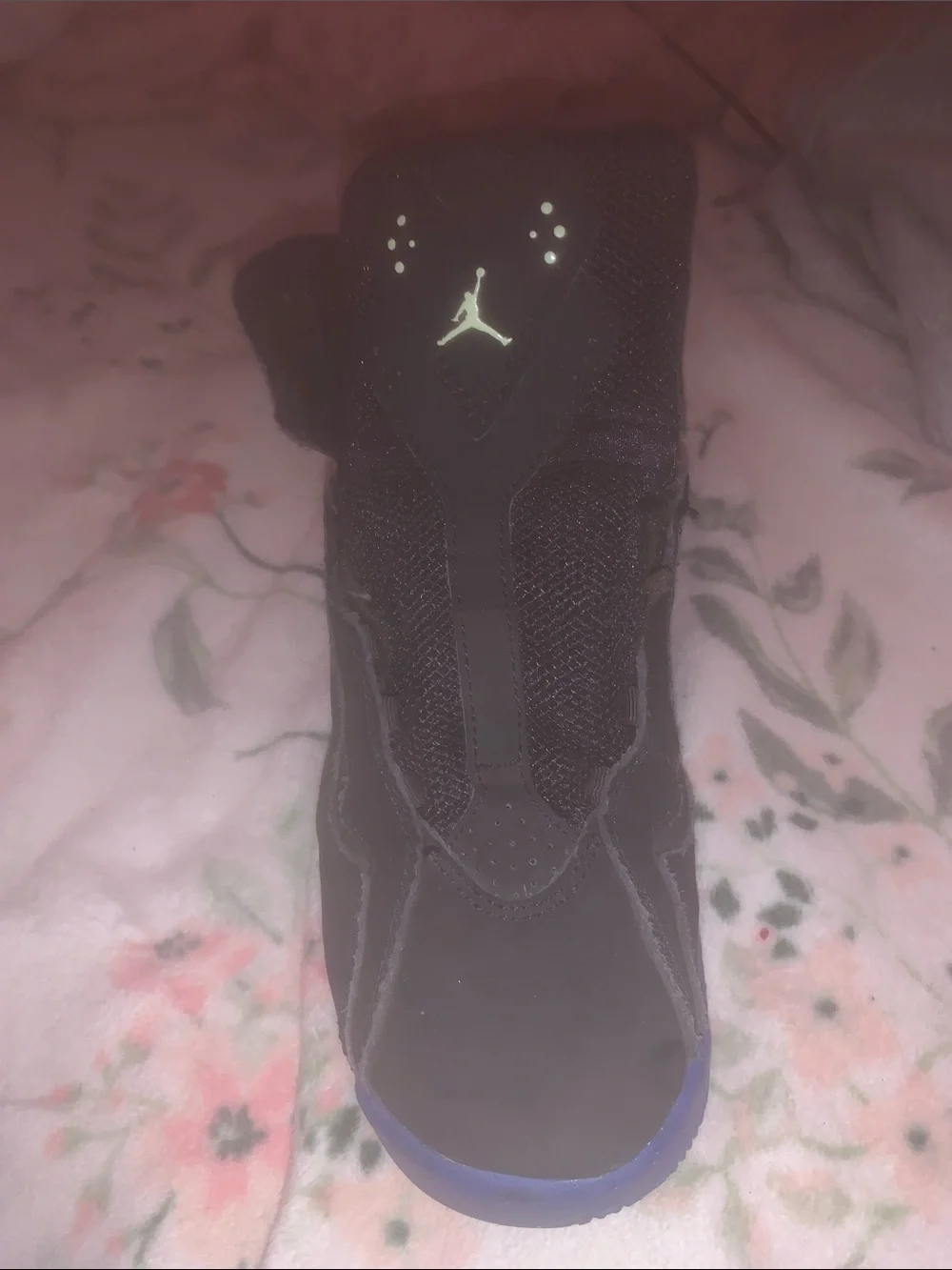 Jordan Black with Royal Blue and Neon Yellow Accents Retro Sneaker
